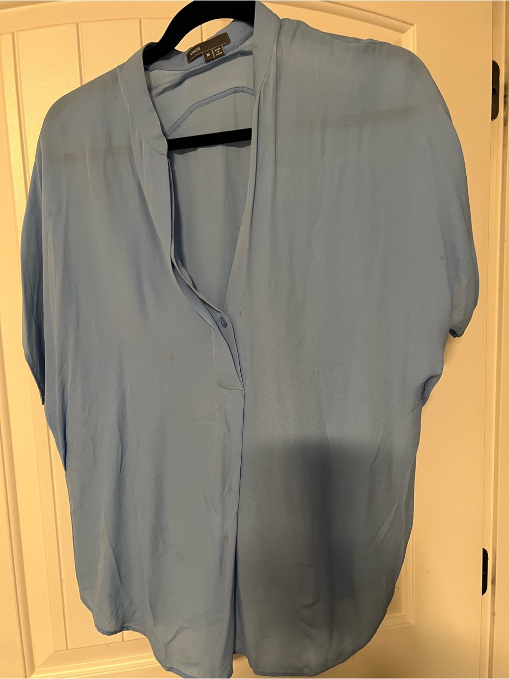 Vince Light Blue V-Neck silk Blouse